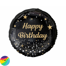 Folija balon - Happy Birthday črn z zlatim napisom Folija balon - Happy Birthday črn z zlatim napisom